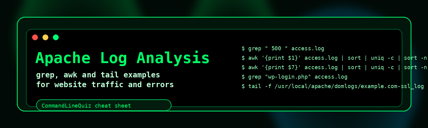 Apache Log Analysis Cheat Sheet banner