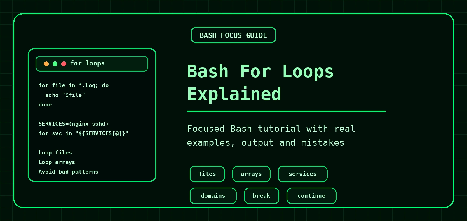 Bash for loops explained banner