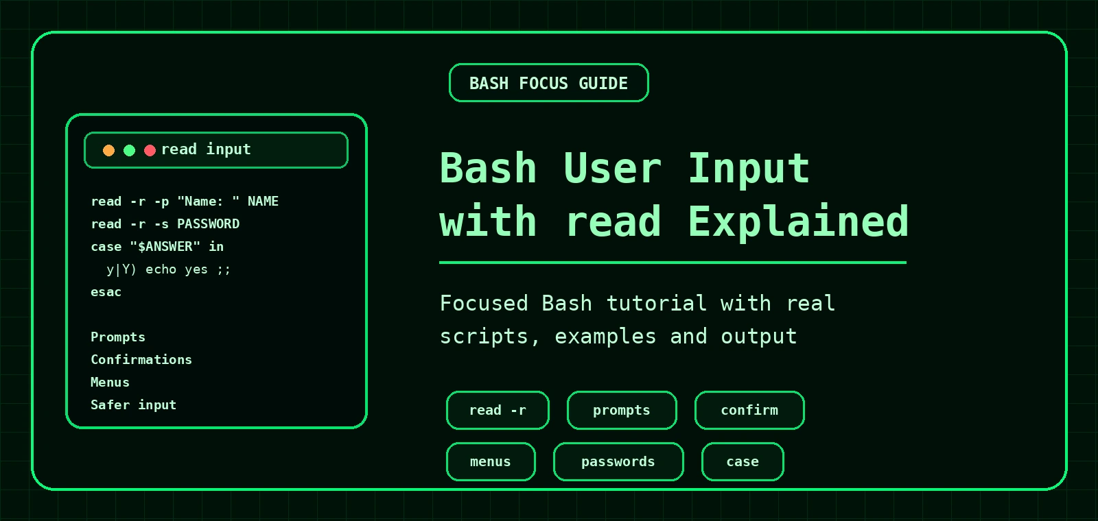 Bash user input with read explained banner