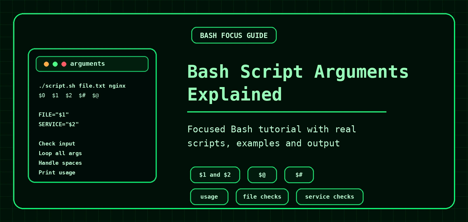 Bash script arguments explained banner