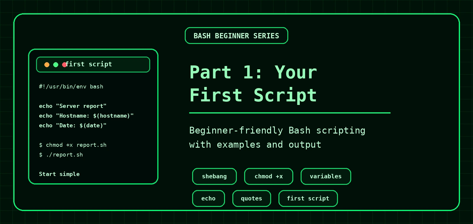Bash scripting for beginners part 1 banner