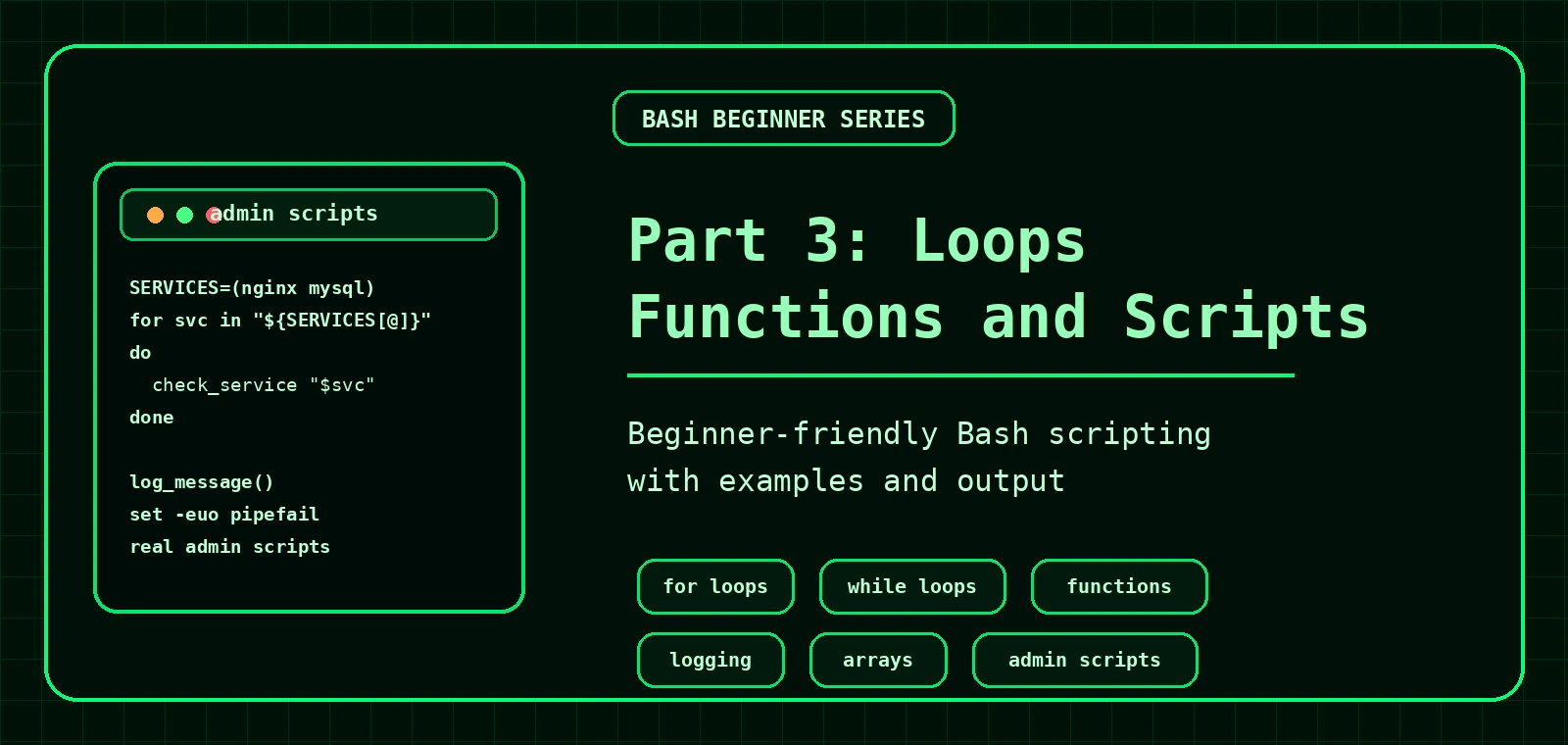 Bash scripting for beginners part 3 banner