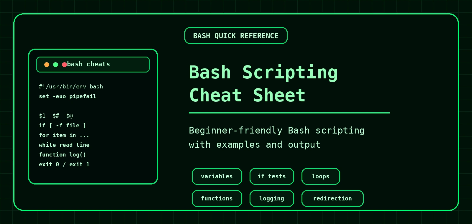 Bash Scripting Cheat Sheet banner