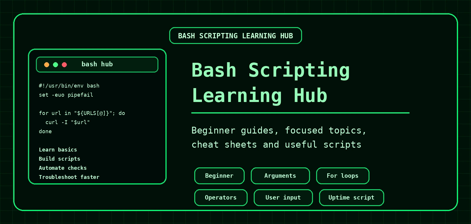 Bash scripting learning hub banner