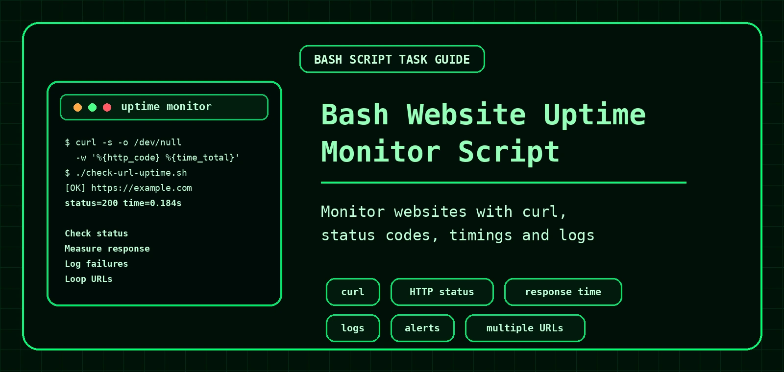 Bash website uptime monitor script banner