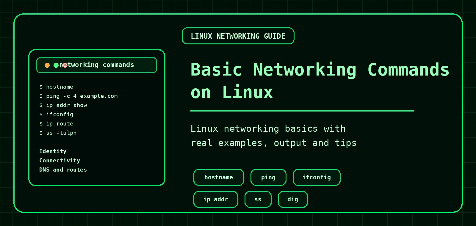 Basic networking commands on Linux banner