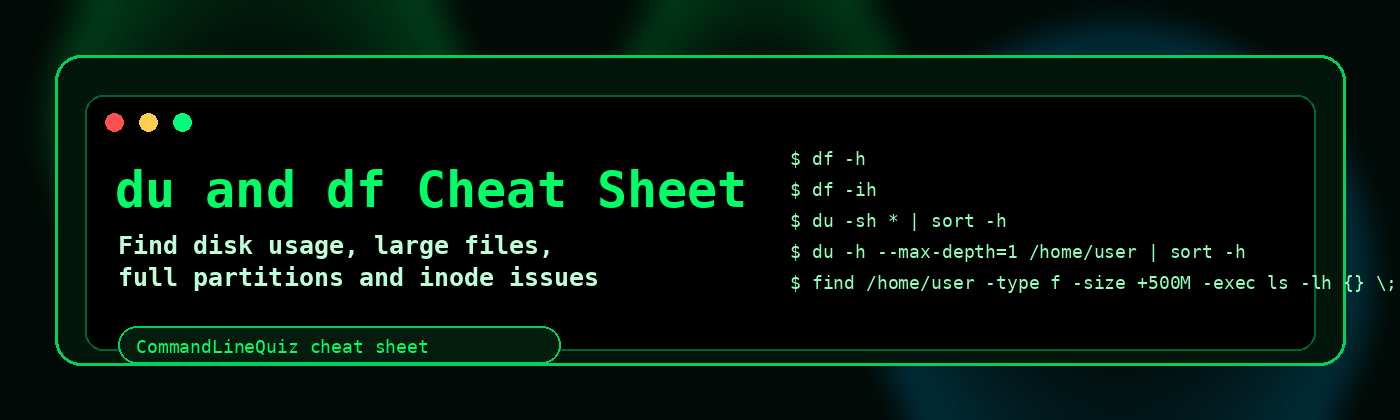 du and df Disk Usage Cheat Sheet banner