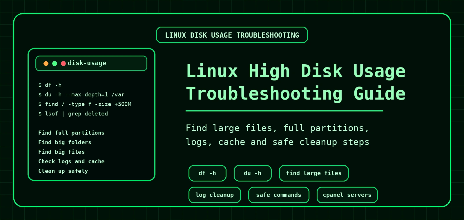 Linux high disk usage troubleshooting guide banner
