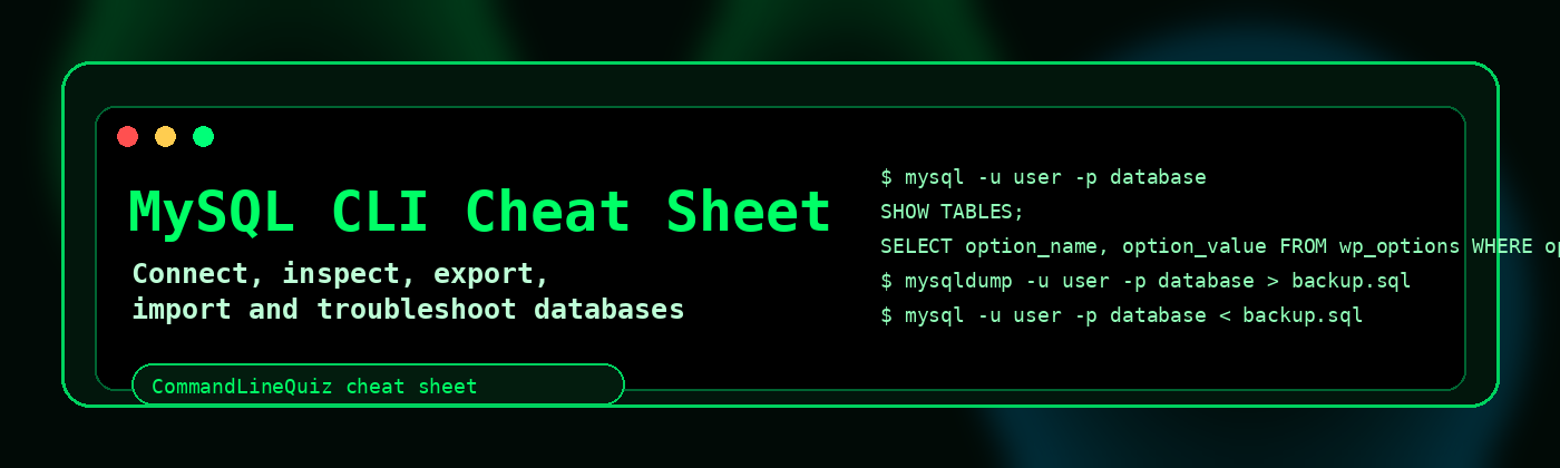 MySQL CLI Cheat Sheet banner
